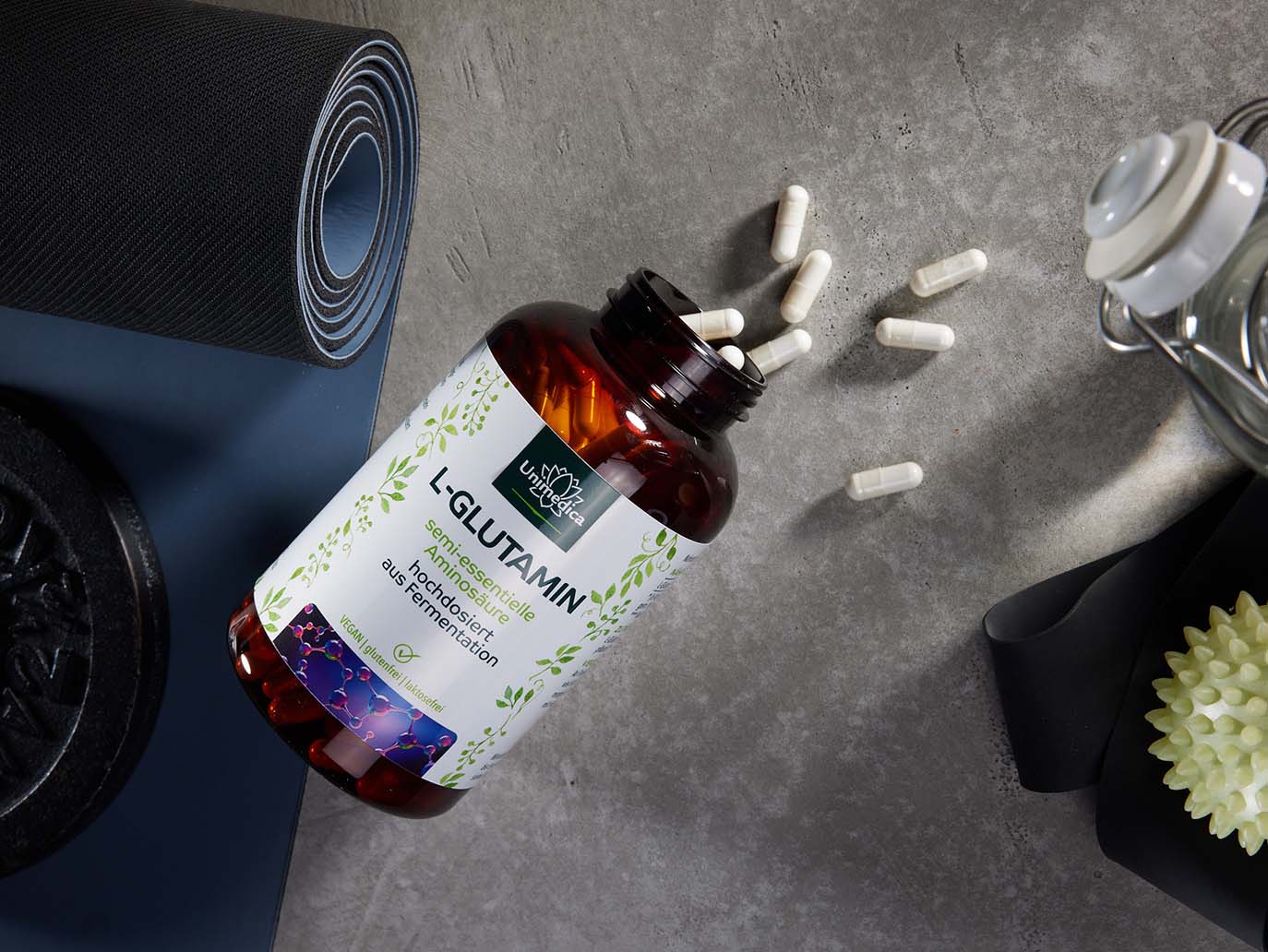 Glutamin - hochdosiert aus Fermentation - 4.800 mg L-Glutamin pro Tagesdosis (6 Kapseln) - 365 Kapseln - von Unimedica